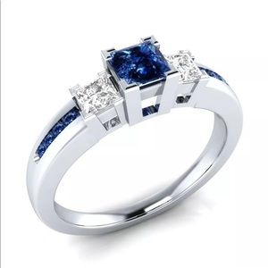 Blue / White 1.75ct Sapphire Ring .925 Sterling